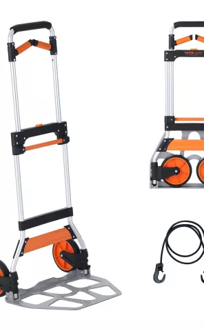 Folding Hand Truck, 140 kg Load Capacity, Aluminum Portable Cart