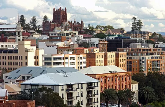 Newcastle town center from Fort Scratchley